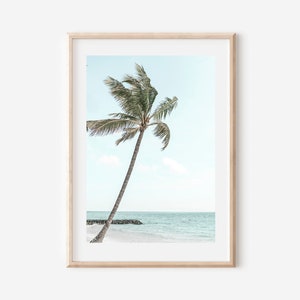 Palm Tree Print, Tropical Beach Wall Art, Pastel Beach Prints, Palm Tree Wall Art, Hawaii Beach Print, Modern Summer Poster, Tropical Nature