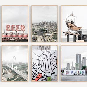 Dallas Art Print, Dallas Wall Art, Dallas Texas City Print, Dallas Set of 6, Texas Print, Set of 6 Prints, Dallas Photo Gallery Wall Art