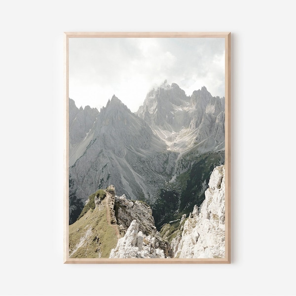 Mountain Print, Nature Print, Mountain Wall Art, Scandinavian Nature Print, Mountain Fog, Mountain Landscape Art Print, Nordic Nature Art