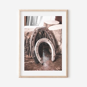 Horseshoe Print, Horseshoe Wall Art, Western Print, Horseshoe Poster, Western Wall Art, Farmhouse Art, Cowboy Art Print, Digital Download