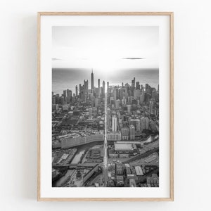Chicago Illinois City Print, Chicago Street Wall Art, Chicago Poster, Minimalist Home Decor, Chicago Travel Printable Art, Black and White