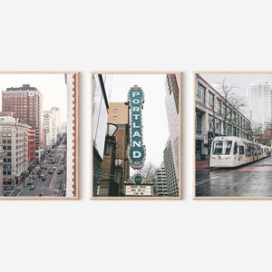 Portland City Prints, Portland Wall Art, Portland Prints Set of 3, Portland Oregon Art, Portland Travel Print, Portland Poster,USA Printable