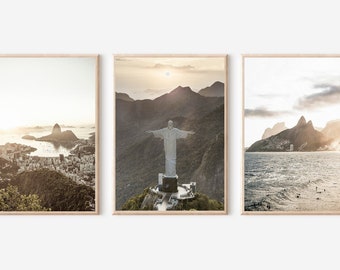 Rio de Janeiro Art Print Set, Brazil Print, Rio de Janeiro Wall Art, Brazil Beach Print, Brazil poster, Brazil Wall Decor, Sao Paulo Print