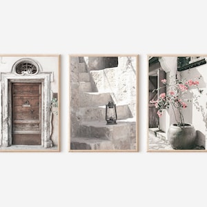 Italy Print Set of 3 Gallery, Italy City Print, Travel Wall Decor, Cityscape Wall Art, Italy Art Print, Beige Print Set of 3, Puglia Print