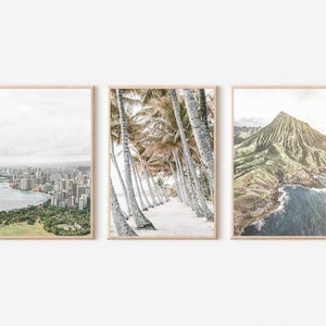 Hawaii Art Print Set of 3, Hawaii Wall Art, Hawaii Poster, Honolulu Print, Honolulu Wall Art, Hawaiian Islands Print Set, Palm Tree Wall Art