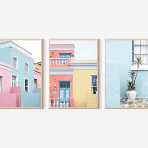Cape Town Print, South Africa Poster, Cape Town Set of 3 Prints, Africa Prints, Colorful Houses of Bo-Kaap Prints, Boho Home Art Decor