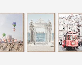 イスタンブールプリント3枚セット、イスタンブールの壁アート、トルコアートプリント、イスタンブールポスター、旅行アートプリント、トルコイスタンブールアートプリント、印刷可能なアート