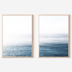 Beach Print Set of 2, Set of 2 Coast Prints, Above Bed Wall Art, Beach Print Set, Ocean Waves Poster,Modern Minimalist Poster, Coastal Decor