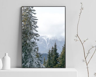 Forest Print, Forest Wall Art, Nature Wall Art, Nordic Print, Foggy Forest Printable, Scandinavian Wall Decor, Modern Minimalist Poster