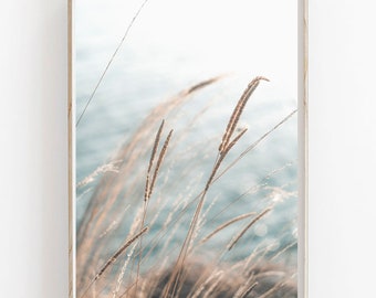 Beach Print, Coastal Printable Art, Dried Grass Print, Modern Minimalist Poster, Boho Decor, Printable Wall Decor,Neutral Print,Pampas Grass