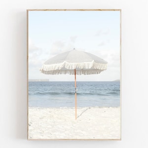 Beach Print, Beach Umbrella Print, Modern Minimalist Poster, Neutral Wall Art, Beach Printable Art, Beach Wall Art, Beach Umbrella Wall Art