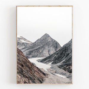 Mountain Print, Nordic Mountain Print, Modern Minimalist Poster, Mountain Wall Art, Printable Wall Decor, Nature Print, Neutral Beige Decor