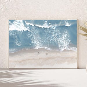 Beach Print Coastal Horizontal Art Ocean Landscape Decor Aerial Ocean Print Blue Beach Wave Photo Modern Coastal Printable Digital Download