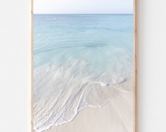 Coastal Print, Neutral Beach Print, Ocean Print, Modern Minimalist Poster, Printable Wall Decor, Pastel Ocean Wall Art, Ocean Waves,Aqua Art