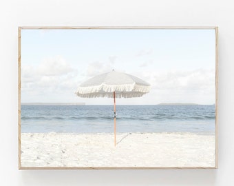 Beach Umbrella Print, Beach Print, Modern Minimalist Poster, Neutral Wall Art, Beach Printable Art, Summer Print, Aerial Beach Umbrellas