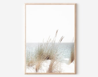 Beach Print, Coastal Printable Art, Dried Grass Print, Modern Minimalist Poster, Boho Printable Wall Decor, Neutral Print,Pampas Grass Print