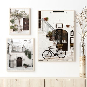 Italy Print Set of 3 Gallery Italy City Print Travel Italian Wall Art Decor Cityscape Wall Art Italy Art Print Beige Print Bicycle Wall Art