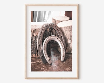 Lámina de herradura para pared: Decoración rústica del oeste (descarga digital)