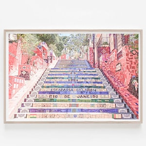 Impresión de Río de Janeiro, Escadaria de Selaron, Arte de la pared de Brasil, Impresión de pasos de Selaron, Impresión de Brasil, Arte de Río de Janeiro imprimible, Playa de Brasil