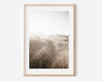 Farmhouse Print, Nature Wall Decor, Farmhouse Landscape, Earthy Tones Print, Grass Art Print, Wheat Field Print, Large Wall Art, Art Print