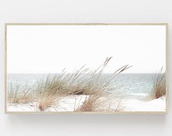 Samsung Frame TV Art, Arte de playa pastel para Frame TV, Arte de pared de hierba marina, Arte digital de playa, Impresión de hierba de pampas, Marco de arte de televisión, Digital para televisión