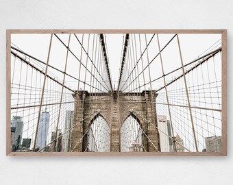 Arte para TV con marco Samsung, Arte del Puente de Brooklyn, Lámina de Nueva York, Arte de pared de Manhattan, Póster de Brooklyn, NYC, Arte para TV Samsung, Arte digital para marco de TV