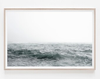Beach Print, Horizontal Wall Art, Ocean Print, Muted Pastels Landscape Art, Wave Wall Art, Printable Wall Art, Beach Wall Art, Ocean Digital