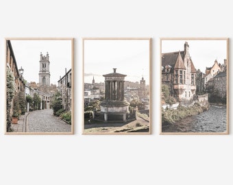 Edinburgh Prints Set of 3, Edinburgh Wall Art, Scotland Gallery Wall Set, Edinburgh Scotland Poster, Scotland Houses Print Decor
