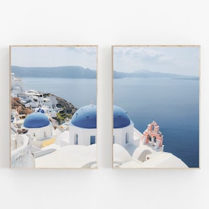 Santorini Print Set of 2, Greece Print, Greece Santorini Print Set, Greek Art, Mykonos Print, Santorini Poster, Printable Art, Modern Print
