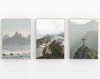 Rio de Janeiro Art Print, Brazil Print, Travel Poster, Brazil Set of 3 Prints, Rio de Janeiro Wall Art, Rio de Janeiro Poster, South America