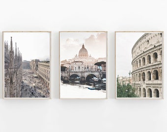 Italy Print Set of 3 Gallery, Rome Colosseum Print, Rome City Print Set of 3, Italy Art Print, Modern Minimalist, Rome Italy Art Wall Print