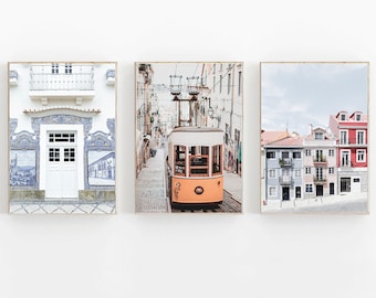 Portugal Prints Set of 3, Lisbon, Portugal Art Print, Portugal Travel Poster, Portugal Lissabon Print, Art Set of 3 Print, Boho Print Poster