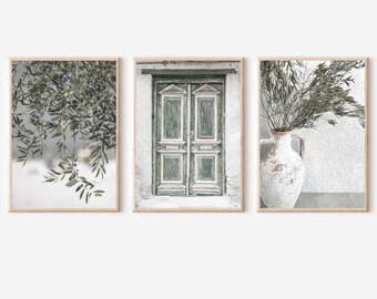 Italy Print Set of 3, Italy City Print, Italy Art Print, Mediterranean Print Set, Italy Gallery Wall,Olive Tree Print,Olive Branch Print Set