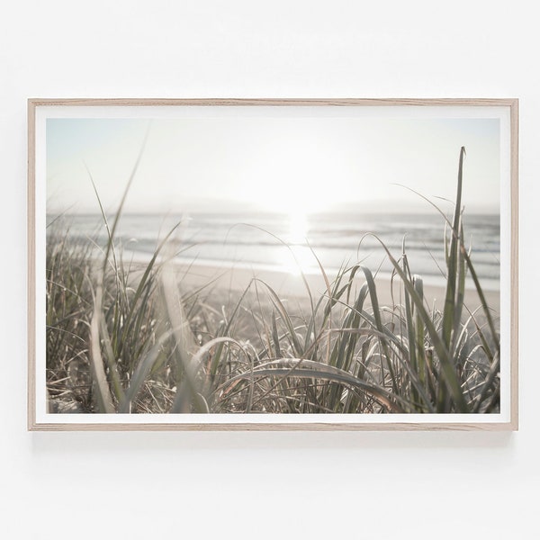 Beach Print, Coastal Printable Art, Dried Grass Print, Pampas Grass Print,Horizontal Print,Pastel Coastal Print, Landscape Art,Printable Art
