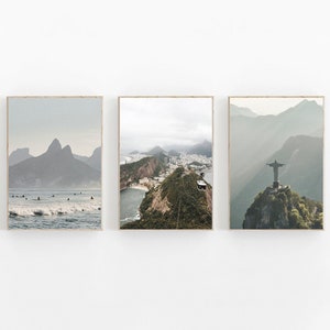 Impresión de arte de Río de Janeiro, impresión de Brasil, cartel de viaje, conjunto de 3 impresiones de Brasil, arte de la pared de Río de Janeiro, cartel de Río de Janeiro, América del Sur