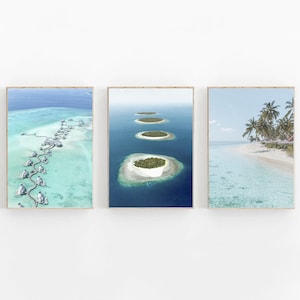 Maldives Print, Maldives Wall Art, Set of 3 Prints, Indian Ocean Poster, Beach Print Set of 3, Maldives Wall Decor, Coastal Decor,Asia Print