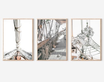 Sailboat Art Print Set of 3, Sailboat Nautical Print, Beach House Decor, Sailing Poster, Beach Print Set,Printable Wall Art,Yacht Wall Decor