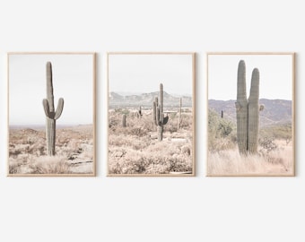 Conjunto de impresiones del desierto de Arizona, arte mural de Arizona, conjunto de galería de naturaleza, conjunto de impresiones de cactus, decoración de pared moderna, decoración del suroeste, arte con cactus