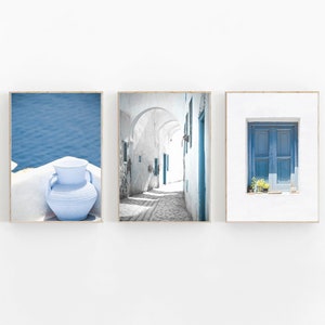 Greece Print Set of 3, Santorini Print Set of 3, Mykonos Pastel Printable Art, Mediterranean Wall Art, Greece Pastel Set, Travel Art Prints