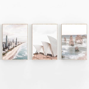 Australia Print Set of 3, Sydney Print, Australia Wall Art, Sydney Opera House Print, Australia Beach Print, Sydney, Melbourne, Beach Print