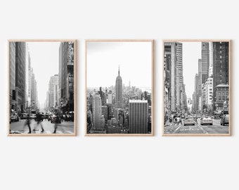 New York City Set of 3, Empire State Building, New York Photo Print, New York Home Decor, Manhattan Art, NYC Brooklyn Print, Set of 3 Prints