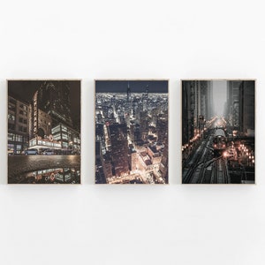 Chicago City Prints Set of 3, Minimalist Home Decor (Digital Download)