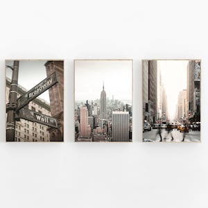 New York City Set of 3 New York Photo Print Broadway Print Manhattan Art NYC Brooklyn Print Wall Street Set Of 3 New York Digital Download