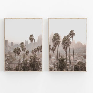 Los Angeles Print Set of 2, California Print Set of 2, Palm Tree Print, Beverly Hills, California Art Poster Decor, California City Street