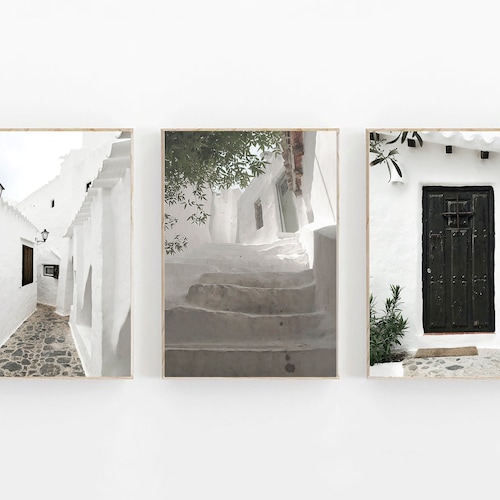 Greece Santorini Wall Art Black and White Greece Poster Etsy