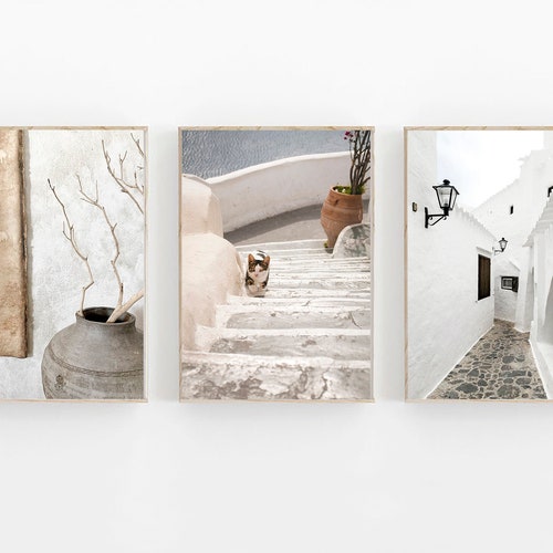 Beach Print Set of 3 Greece Wall Art Neutral Prints Digital Etsy