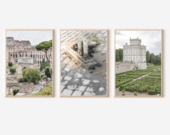 Italy Prints Set of 3, Rome Wall Art, Rome Prints, Colosseum Print, Italian Architecture, Italian Decor, Rome City Print Set of 3, Rome Art