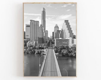 Austin Print Black and White, Austin Texas Black White Poster, Austin Wall Art, United States, Texas Print, Austin City Print, North America