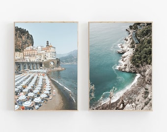 Positano Print Set of 2, Amalfi Wall Art, Italy Prints Set, Positano Printable Art, Amalfi Coast Print Set of 2, Positano Beach Wall Art