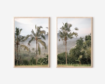 Bali Print, Tegallalang Rice Terrace Print, Indonesia Print, Indonesia Wall Art, Tropical Wall Art,Palm Tree Print, Set of 2 Prints,Bali Art